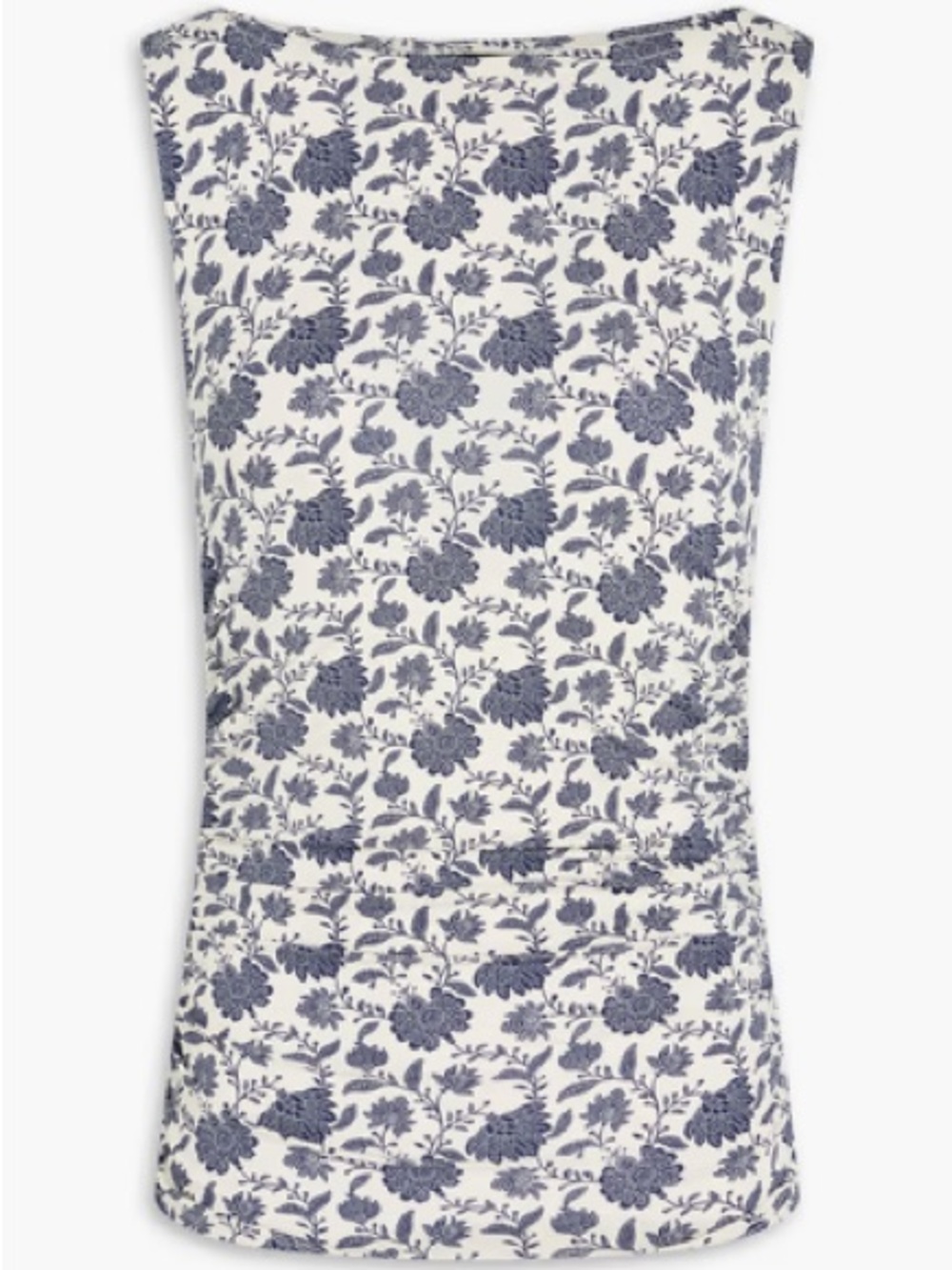 New! rag & bone White Sleeveless Medium Top with Navy Floral Print